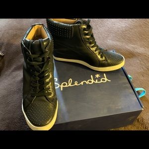 Splendid black wedge sneaker